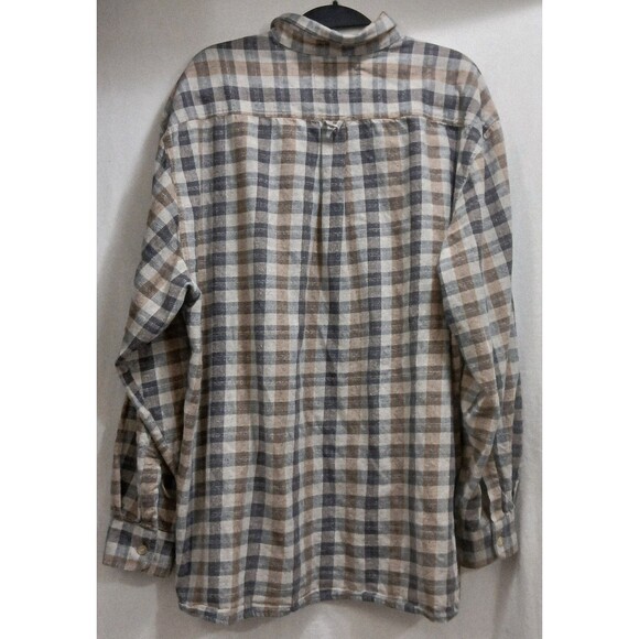 THUNDER Men’s  2XL Plaid Flannel Long Sleeve Button Up Brown Plaid Cotton EUC - Picture 2 of 4